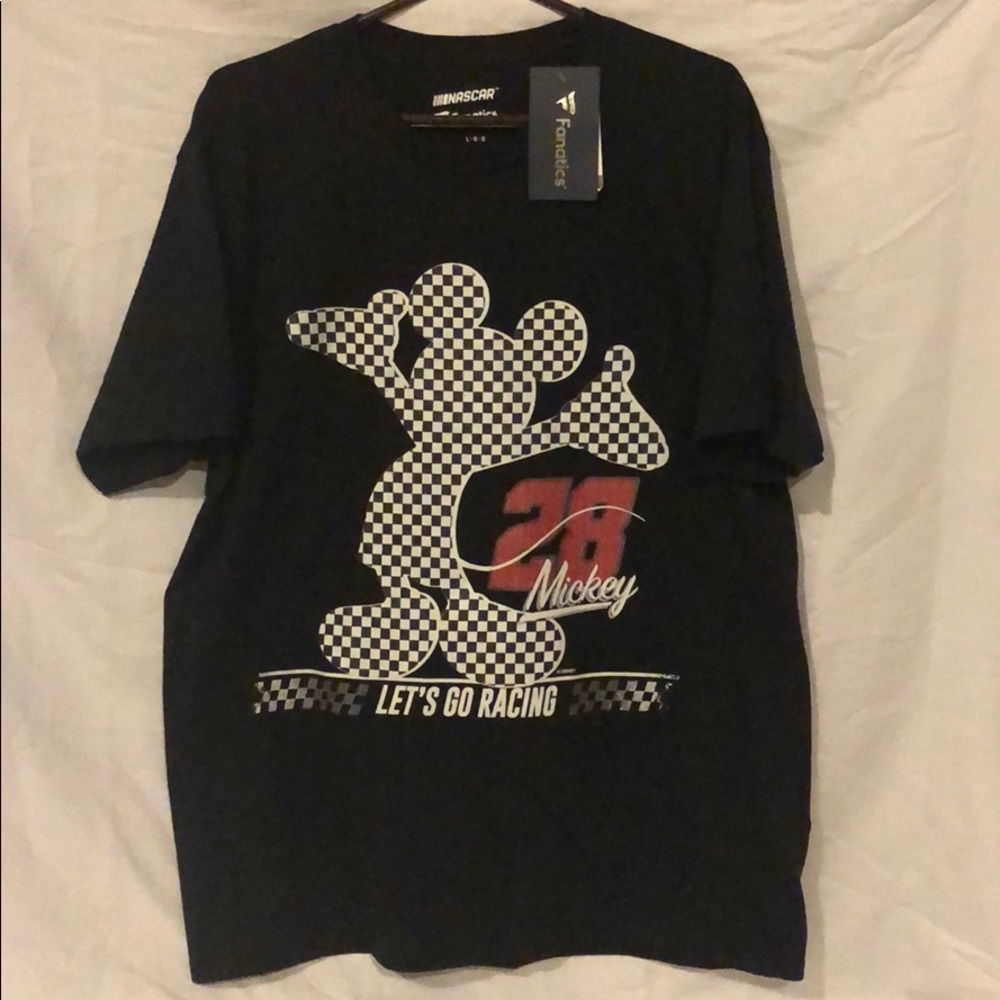 Nascar Mickey #28 Let's Go Racing TShirt Large NWT